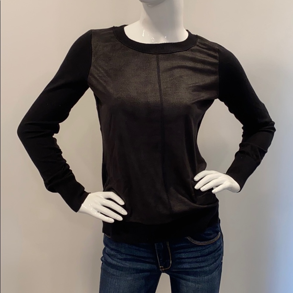 Express Leather Look Sweater Elbow Patch Detail - image 1